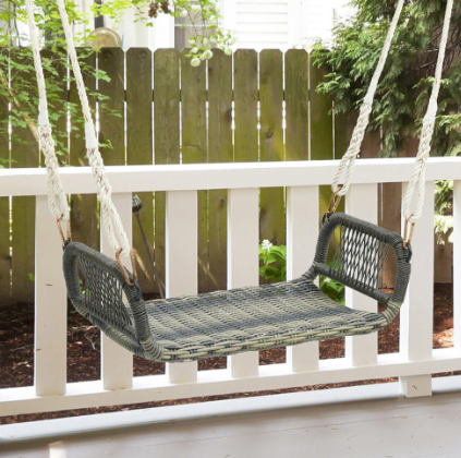 Costway Rattan Backless Garden Swing Bench