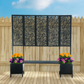 Ornate Bench with Planters and Trellis Black