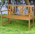 Costway 2 Seater Wooden Patio Bench with Armrests