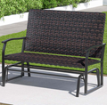 ostway Brown 2 Seater Outdoor Rattan Swing Glider Bench