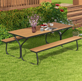 Costway 8 Seater Brown Outdoor Picnic Bench Set