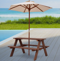 Costway 4 Seater Kids Picnic Table and Bench Set with Umbrella